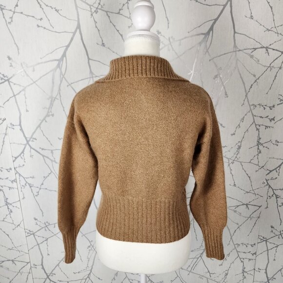 Reformation Beige Panko 100% Cashmere Collared Beckie Sweater - Picture 4 of 5